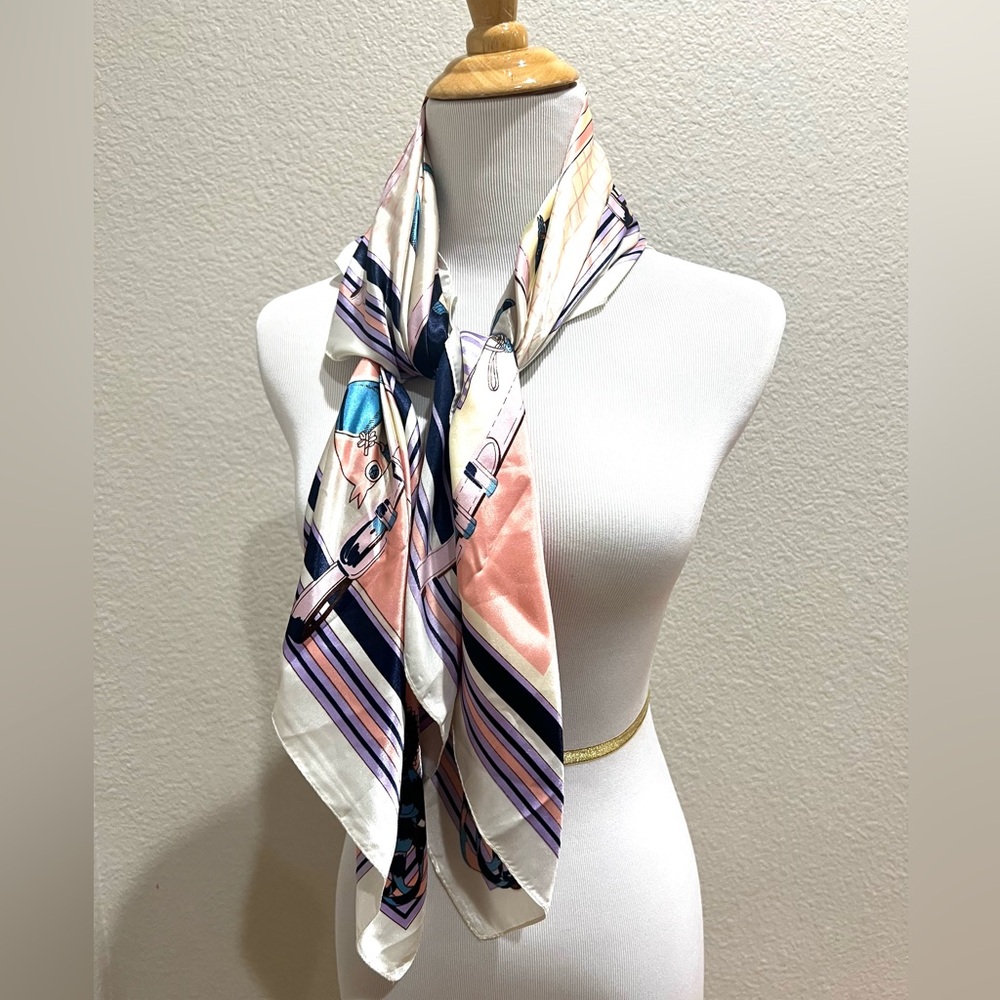Equestrian Themed Pastel Satin Scarf